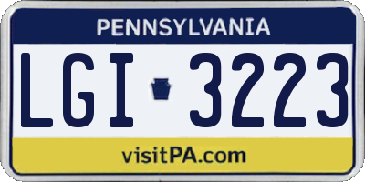 PA license plate LGI3223