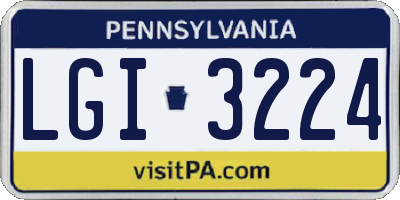 PA license plate LGI3224