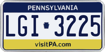 PA license plate LGI3225