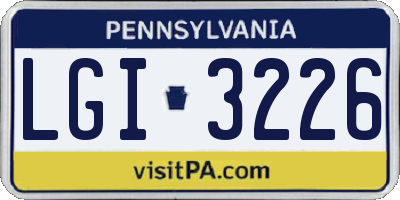 PA license plate LGI3226
