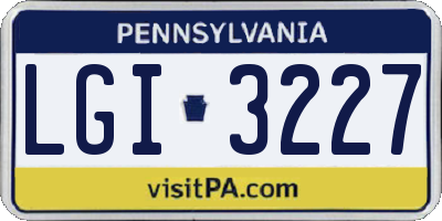 PA license plate LGI3227