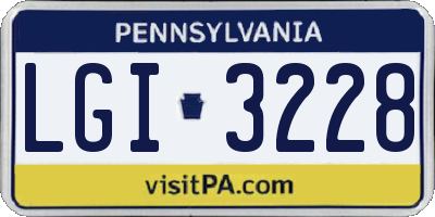 PA license plate LGI3228