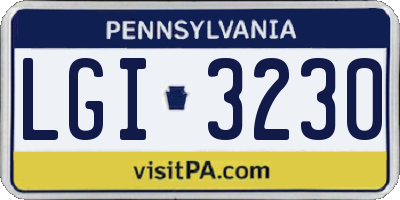 PA license plate LGI3230