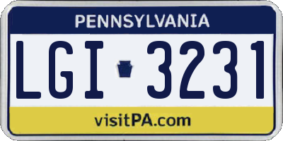 PA license plate LGI3231