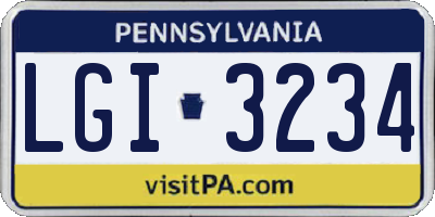 PA license plate LGI3234