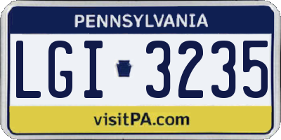PA license plate LGI3235