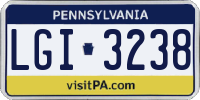 PA license plate LGI3238