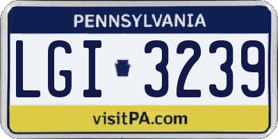PA license plate LGI3239