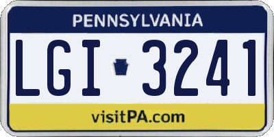 PA license plate LGI3241