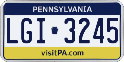 PA license plate LGI3245