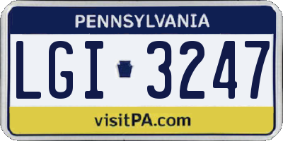 PA license plate LGI3247