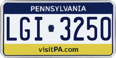 PA license plate LGI3250