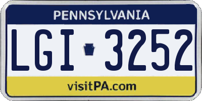PA license plate LGI3252