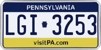 PA license plate LGI3253