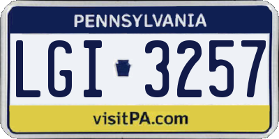 PA license plate LGI3257