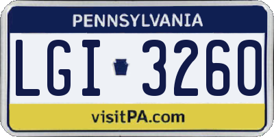 PA license plate LGI3260