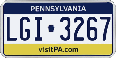PA license plate LGI3267