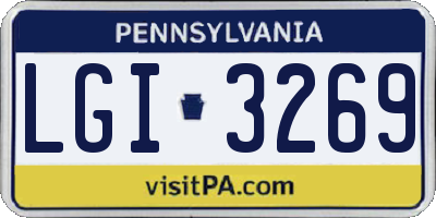 PA license plate LGI3269