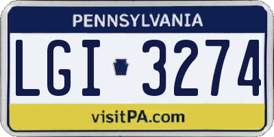 PA license plate LGI3274