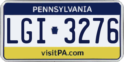 PA license plate LGI3276