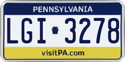 PA license plate LGI3278