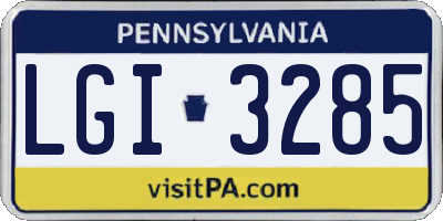 PA license plate LGI3285