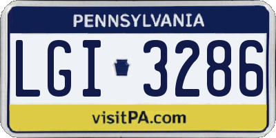 PA license plate LGI3286