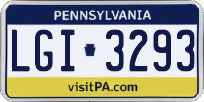 PA license plate LGI3293