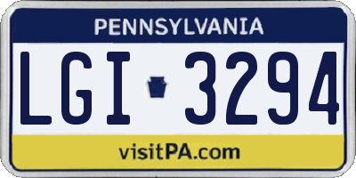 PA license plate LGI3294