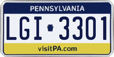 PA license plate LGI3301