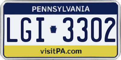 PA license plate LGI3302