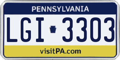 PA license plate LGI3303