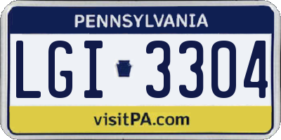 PA license plate LGI3304