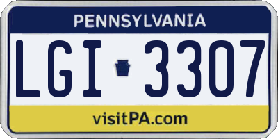 PA license plate LGI3307