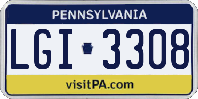 PA license plate LGI3308
