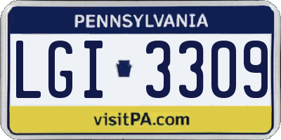 PA license plate LGI3309