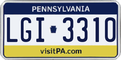PA license plate LGI3310