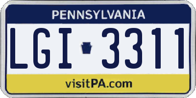 PA license plate LGI3311