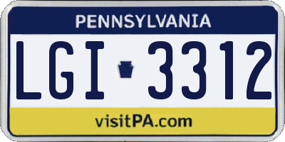 PA license plate LGI3312