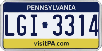 PA license plate LGI3314