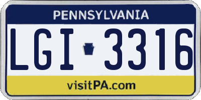 PA license plate LGI3316