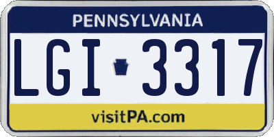 PA license plate LGI3317