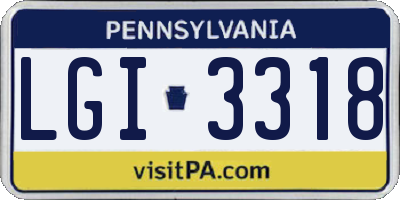 PA license plate LGI3318