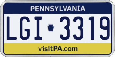 PA license plate LGI3319