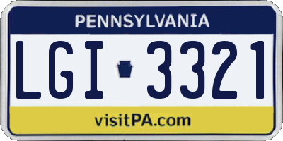 PA license plate LGI3321