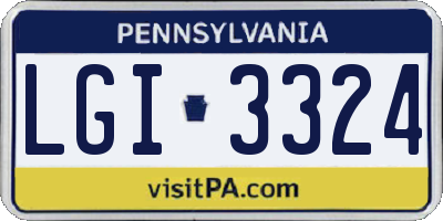 PA license plate LGI3324