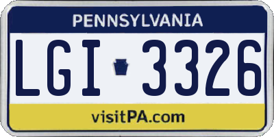 PA license plate LGI3326