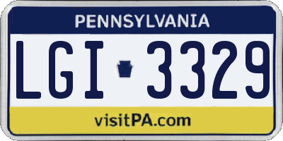 PA license plate LGI3329