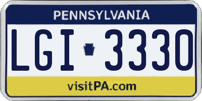 PA license plate LGI3330