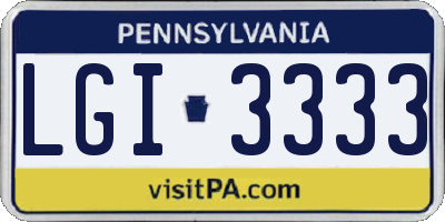 PA license plate LGI3333